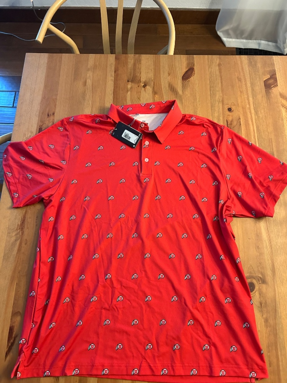 NWT men's XXL under armour golf Utah Utes all over print AOP polo shirt BSBL